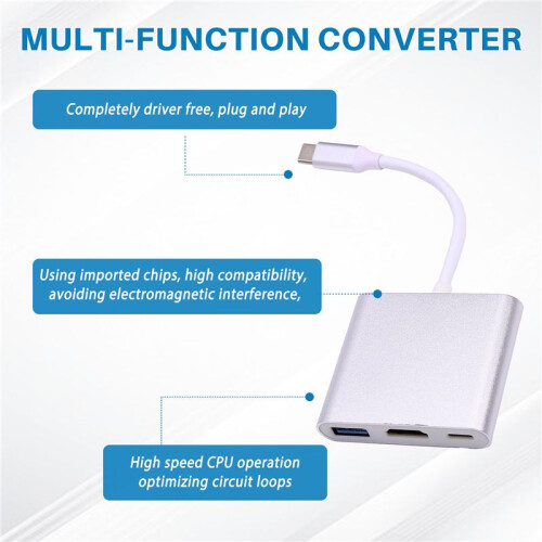 3 in 1 TYPE-C to -Compatible 4K Adapter Cable Converter Type-C to -Compatible USB HD Cable Docking Station 2