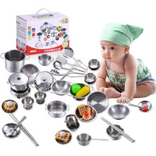 Conjunto de 25 peças de utensílios de cozinha infantis em aço inoxidável