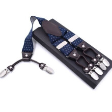 Tirantes para hombre - Con 6 clips - Tirantes elásticos ajustables con espalda en Y - Diseño de copo de nieve