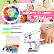 TEMPSA 360 piezas 24 colores T5 cierres a presión 12 mm con alicates
