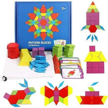 155 pezzi Montessori Tangram Puzzle in legno per bambini Gioco educativo geometrico Giocattoli di apprendimento Regalo di Natale
