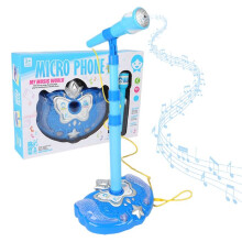 Soporte de micrófono de karaoke para niños - Con luz de colores para cantar, regalo de cumpleaños de Navidad para niñas y niños - Azul