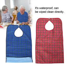 2 Pack Waterproof Adult Bibs Double Layer Mealtime Bibs Elderly Protective Clothing