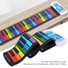VINGVO Roll Up Piano, 49 toetsen, regenboogkleurig zacht toetsenbord, draagbaar siliconen speelgoed voor kinderen en beginners