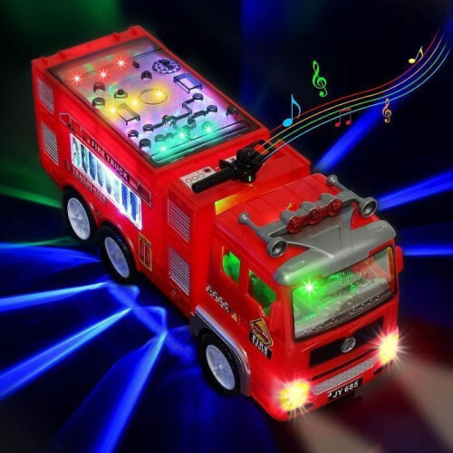 Camion dei pompieri elettrico con luci e suoni, per bambini di 3, 4, 5 e 6 anni.