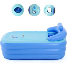 Bañera inflable plegable de PVC para adultos, portátil, extraíble, calefactable, duradera, color azul