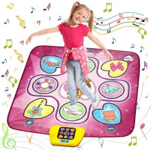 Tapete musical de baile para niños con luces LED, volumen ajustable y 5 modos de juego.