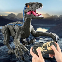 Dinosaurio a Control Remoto en Marcha - BOROFONE - Gris - Simulación de Sonido y Luz - Interior y Exterior