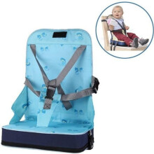 Asiento elevador plegable - Cojín para trona con arnés de 5 puntos - Azul