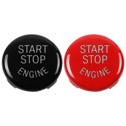 2x Start Stop Engine Button Push Button Ignition  Cover Replacement for  X1 X3 X5 X6 Z4 (Black&Red)