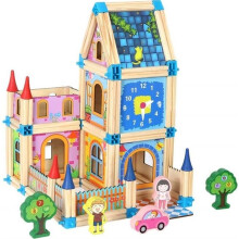 Houten bouwset - Onbekend merk - 128 onderdelen - Educatieve puzzel - Bouwpakket voor een huis