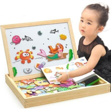 Puzzle magnetico in legno con tavolo da disegno bifacciale, gioco educativo con scatola puzzle per bambini e bambine di 3, 4, 5 anni - La