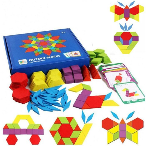 Puzzle in legno - MINGMEI - 155 pezzi - Forme geometriche e carte di design