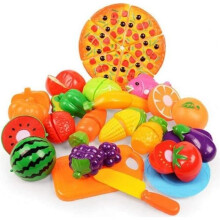 Juego de 24 piezas de juguetes de comida para niños, cocina, casa de juego, pizza, frutas y verduras
