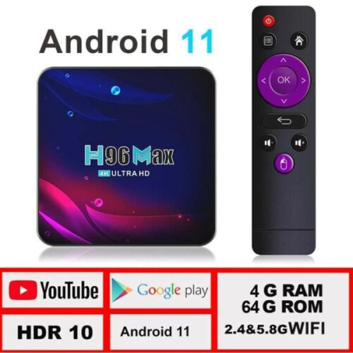 H96 Max V114GB + 64GB Smart TV Box Multimedia Android 11 Wifi 4K YouTube Decoder
