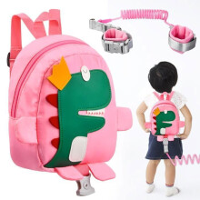 Imbragatura di sicurezza anti-smarrimento per camminare, zaino 4 in 1 con guinzaglio di sicurezza per bambini, rosa.