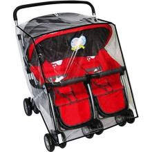 Regenhoes voor kinderwagen, universele en waterdichte regenhoes, PVC dubbele zitbescherming voor duowandelwagen, wit