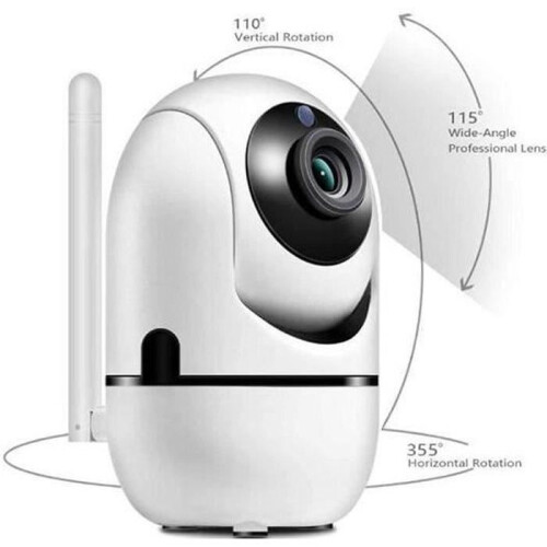 Babá eletrônica, câmera de vigilância Wi-Fi 1080P com visão noturna e detector de movimento automático.