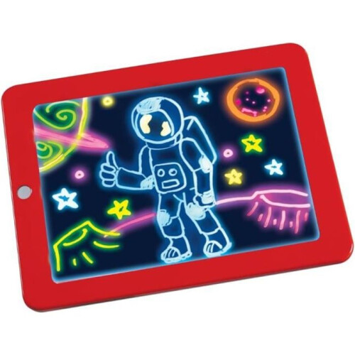 Magic Pad - Taikatabletti - Punainen - 6 neonväriä - 8 valoefektiä