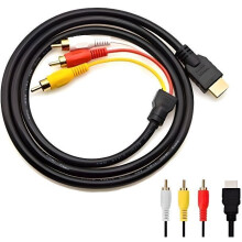 Cabo Yiany HDMI para RCA, Adaptador Conversor de Áudio e Vídeo AV HDMI Macho para 3 RCA 1080P para TV HDTV DVD
