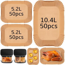 Papel de horno - MARSEE - 150 piezas - Antiadherente - Resistente hasta 232C - Para freidora de aire de 10,4 L