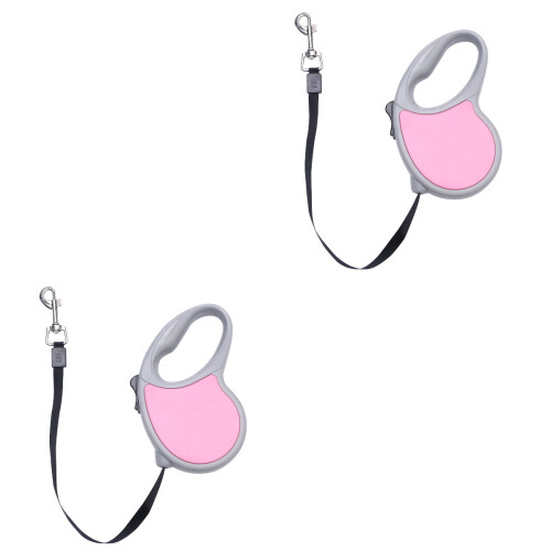 2Pièces Laisse Rétractable Rose Avec 2
