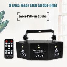 Proyector láser de 9 lentes para espectáculos musicales, DJ, baile, interiores, bares y cafeterías.