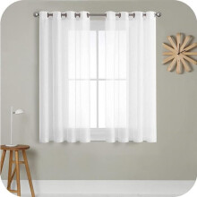 Tenda trasparente bianca 2 pezzi 140 x 160 cm effetto lino semitrasparente con occhielli, decorazione moderna per la casa, per soggiorno