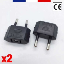 LOT OF 2 MAINS ADAPTERS USA JAPAN CHINA TO FRANCE FR EUROPE EU (CE STANDARD)