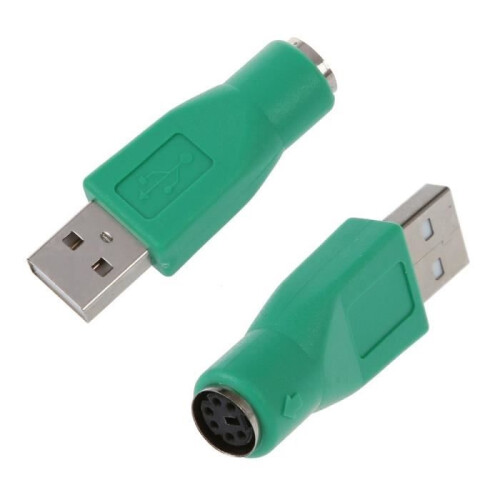 Adaptador conversor de teclado e mouse PS/2 fêmea para USB macho - Verde - Pacote com 2