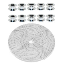 1x Pu With Steel Core Gt2 Belt 2Gt Timing Belt & 10x GT2 20 Toothless Bore 5mm Aluminum Timing Belt Idler Pulley