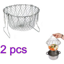 Set di 2 cestini per insalata pieghevoli con filtro di cottura