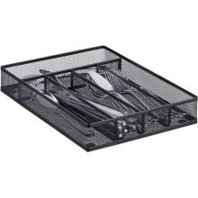 Juego de 2 cuberterías de malla de acero, cubertería metálica, cubertería de alto x ancho x profundidad: 5,3 x 24 x 32,5 cm, color negro