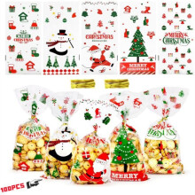 ZGEER 100 bolsas para galletas transparentes no tóxicas para decoración navideña
