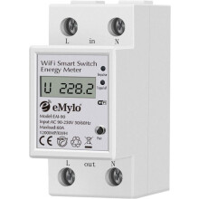 Wi-Fi slimme energiemeter, eenfasig, LCD digitaal stroomverbruiksmeter voor DIN-rail, 60A 90-250V