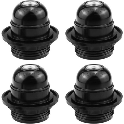4-delige E27 fittingadapter, zwarte E27 fitting, schroeffitting, E27 fitting, retro Edison E27 fitting, fitting