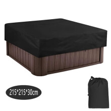 Capa impermeável quadrada para spa externo, tecido de poliéster 190T, preta, 215 x 215 x 30 cm