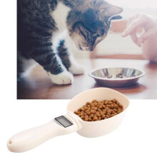 1 cuchara medidora de comida para mascotas, recipiente de pesaje electrónico para perros y gatos