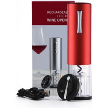 Cavatappi elettrico senza fili RhoneStar con ricarica USB / Apribottiglie elettrico / Apribottiglie automatico / Colore rosso