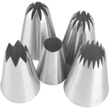 Pommee (1 set di 5 grandi bocchette per pasticceria in acciaio inossidabile, kit fai da te per decorare torte)