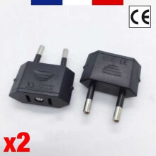 LOT OF 2 MAINS ADAPTERS USA JAPAN CHINA TO FRANCE FR EUROPE EU (CE STANDARD)