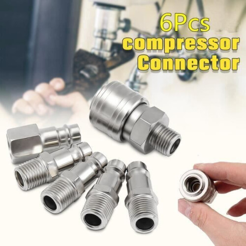 6pcs 1/4 inch BSP Compressor Connector Air Coupler Quick Release Line Hose