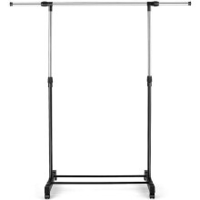 Appendiabiti portatile regolabile in altezza, acciaio cromato, con 4 ruote, 125 x 43 x 158 cm