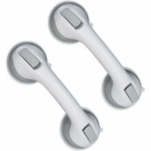 Confezione da 2 maniglioni con ventosa per doccia e vasca da bagno, supporto fino a 25 kg, bianco grigio, vari colori YYV
