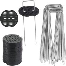 50 picchetti da giardino, picchetti per teloni con 50 rondelle, picchetti di fissaggio per teloni, pacciame, tessuto anti-erbacce,