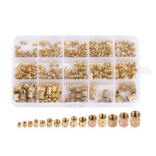 Kit com 380 porcas roscadas serrilhadas de latão com rosca métrica fêmea M2 M2.5 M3 M4 M5 M6