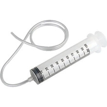 Kunststof spuit met 15 cm slang, 100 ml, precisie hydrocultuurvoeding, PVC, wit, 100 ml + 15 cm