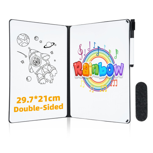 Tableaux effaçables double face A5, tableau blanc portable avec marqueur