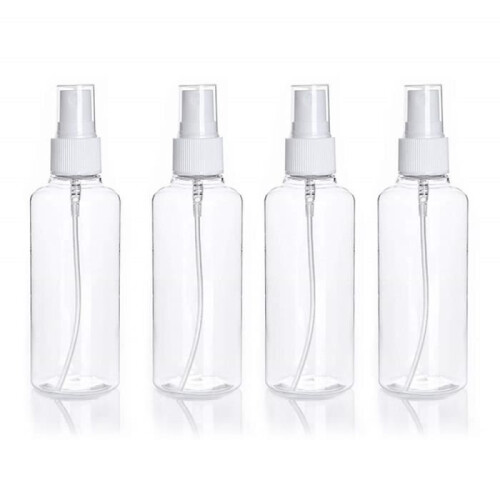 Set van 4 transparante, navulbare plastic parfumverstuivers (30 ml)
