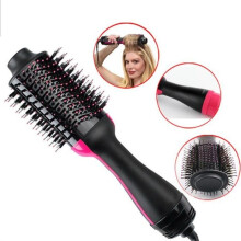 Cepillo secador de pelo - Salón - Aire caliente - 1000W - Negro/Rosa - Ionizador de aire